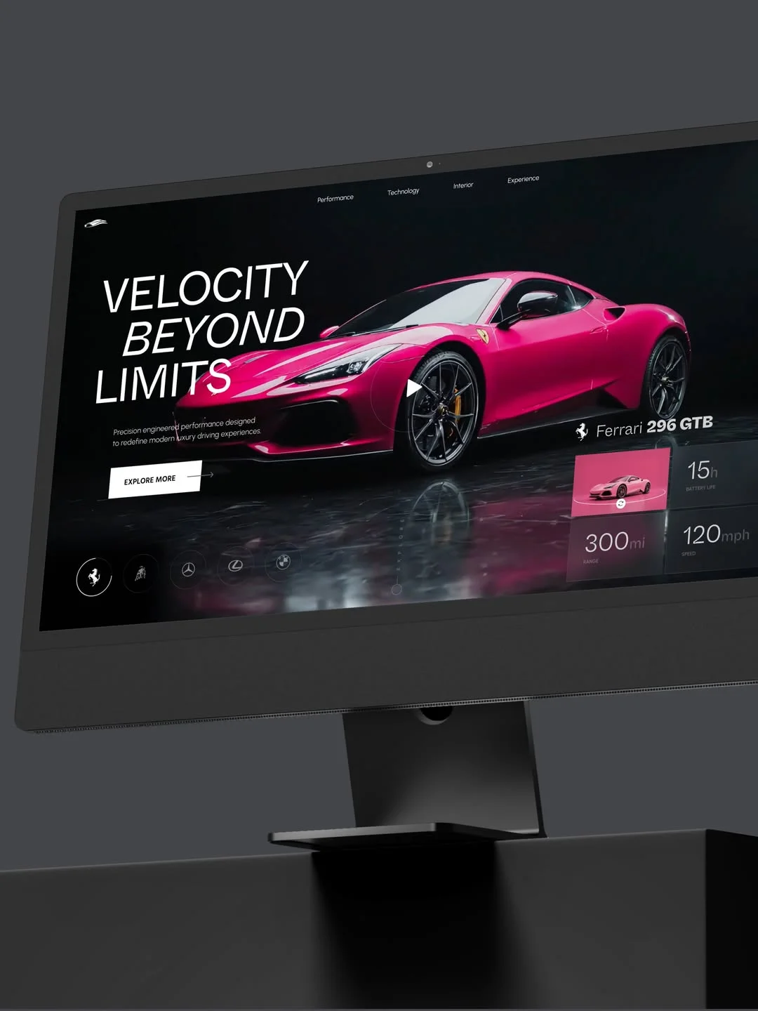 Ferrari 296 GTB — Automotive website design template